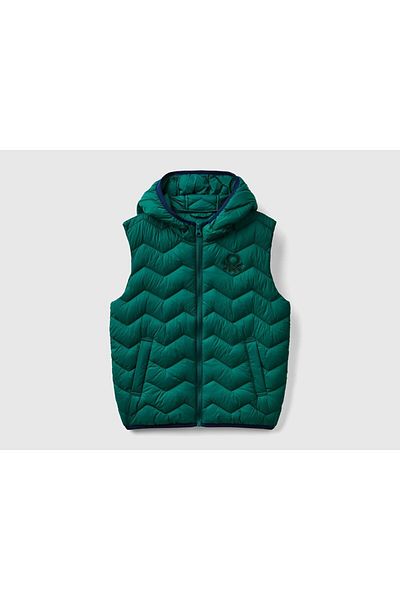United Colors of Benetton Vestă puf brodata cu logo-ul verde pin pentru băiat