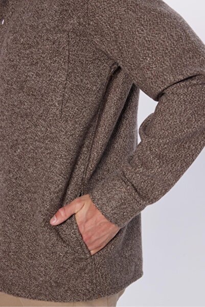 Tudors Ανδρικό χειμωνιάτικο πουκάμισο με μονόχρωμο καφέ γιακά με μονό τσέπη Relax Fit Relax Fit