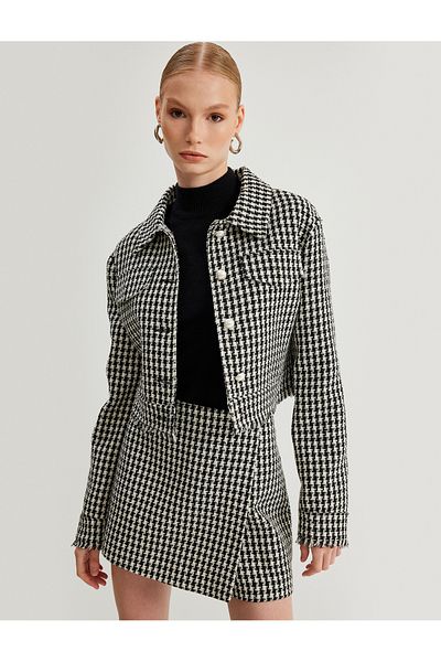 Koton Fusta scurtă din tweed cu model în picioare dublu