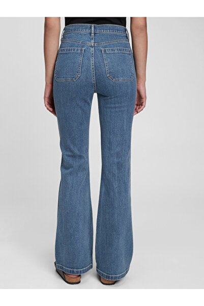 GAP Kadın Mavi High Rise Flare Jean Pantolon
