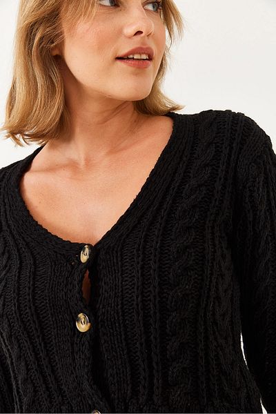 Bianco Lucci Cardigan din tricot împletit cu decolteu în V pentru femei 20246853
