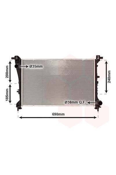 KALE Egea 1.3 Mjet 1.4 Manual Radiator Assy - 16mm 52052220   Gold