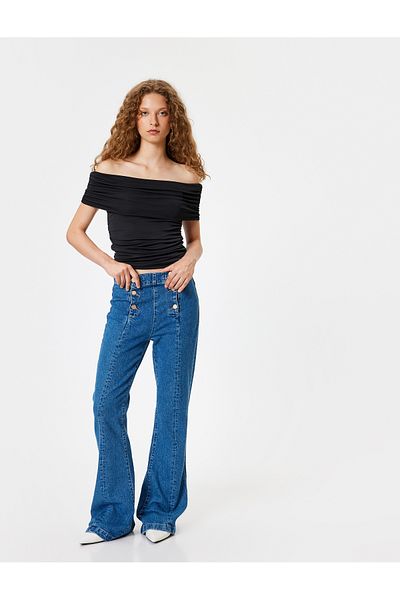 Koton Tricou cu mânecă scurtă cu mânecă scurtă, cu guler Madonna
