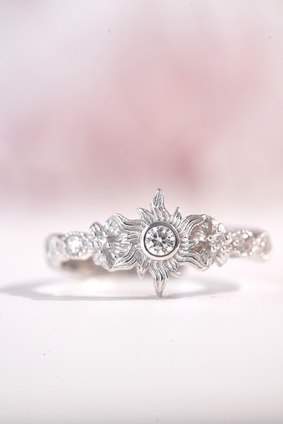 AŞIK ACCESSORIES Rapunzel Sun Yüzük Beyaz Taşlı-925 Ayar Gümüş