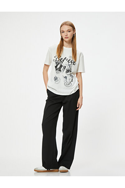Koton Cotton Anime T-Shirt - Short Sleeve, Crew Neck, Relax Fit