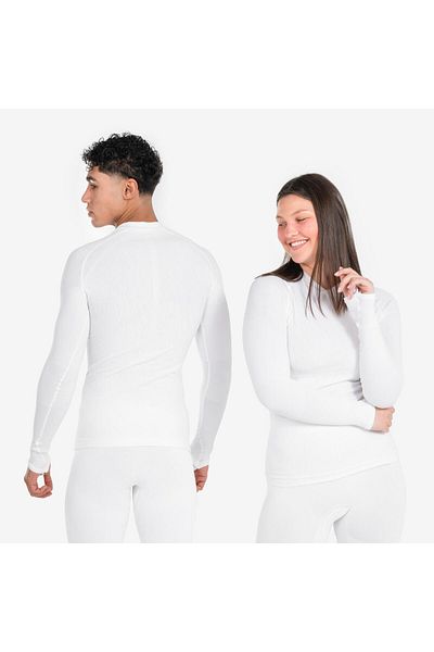 Decathlon ملابس داخلية حرارية بأكمام طويلة للبالغين - أبيض - Keepdry - ملابس داخلية لكرة القدم