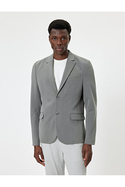Koton Slim Fit Double Breasted Blazer - Covered Double Pocket Detail