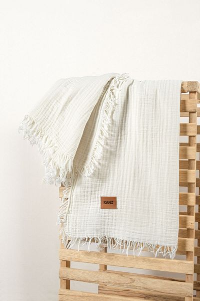 Kanz 2 Layer Baby Muslin Blanket - 100% Cotton, 100X120, Cream