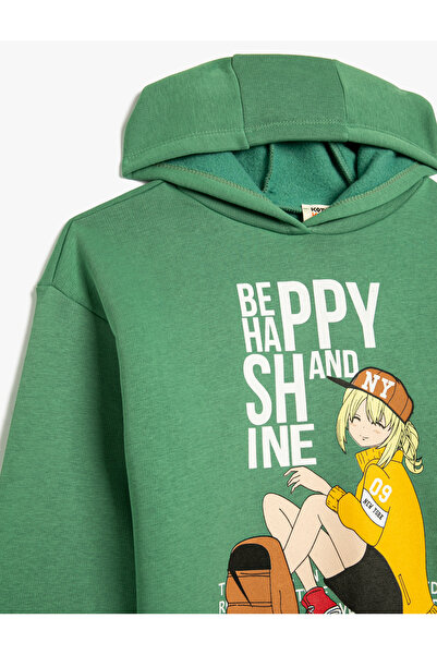 Koton Μακρυμάνικο φούτερ με κουκούλα Anime - Ροζ