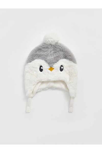 LC Waikiki Lcw Baby Ecru Embroidery Detailed Baby Plush Beanie