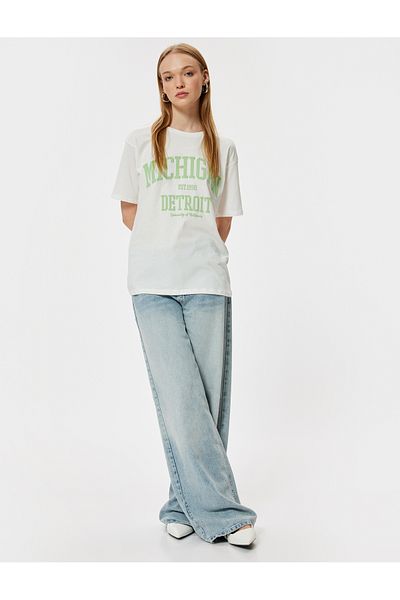 Koton College Printed Oversize Crew Neck T-Shirt