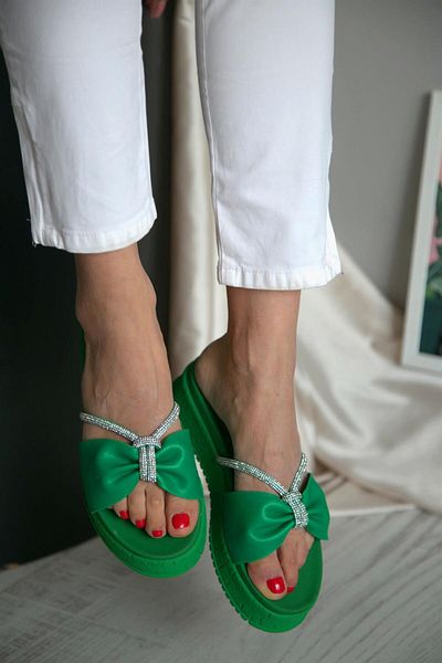 ShoeTek Romola Women's Slippers Stoned Green Leather