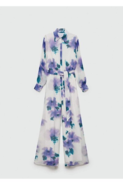 MANGO Woman Kuşaklı, desenli tulum