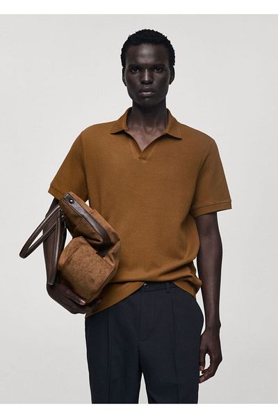 MANGO Man Koszulka polo o wyglądzie cienkiej linii