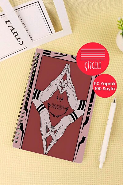 Anime Marketi دفتر مدرسي Jujutsu Kaisen مقاس A5 على شكل حلزوني 50 ورقة و100 ص...