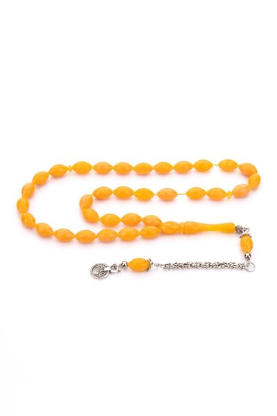 TESBİHKENTİ مسبحة صلاة من العنبر البودرة ذات شرابة واحدة باللون البرتقالي