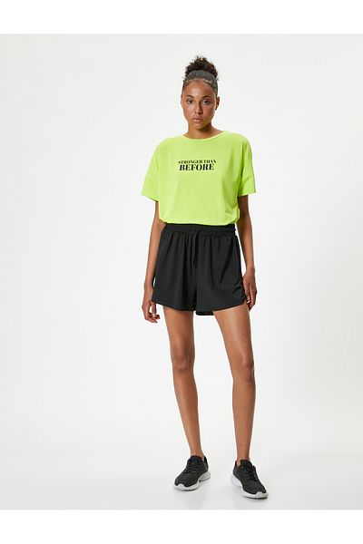 Koton Crew Neck Short Sleeve Oversize Sports T-Shirt - Slogan Printed