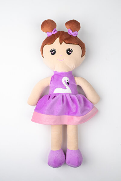 Pufu Toys Peluş Prenses Bebek Oyuncak Mor Etekli Oyun Ve Uyku Arkadaşı 45 Cm