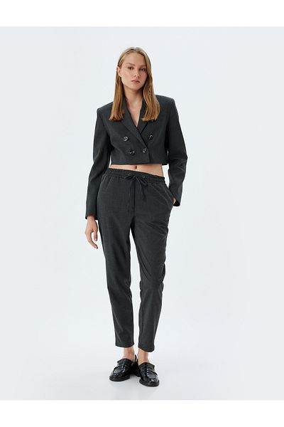 Koton Pocketed Elastic Waist High Waist Jogger Carrot Cut Trousers
