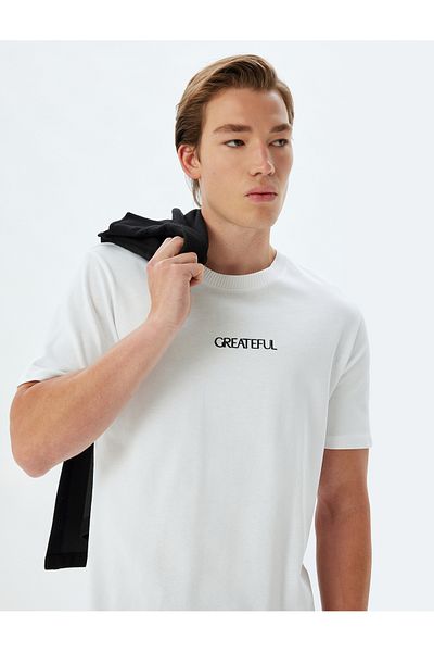 Koton T-shirt Crew Neck Slogan Cotton