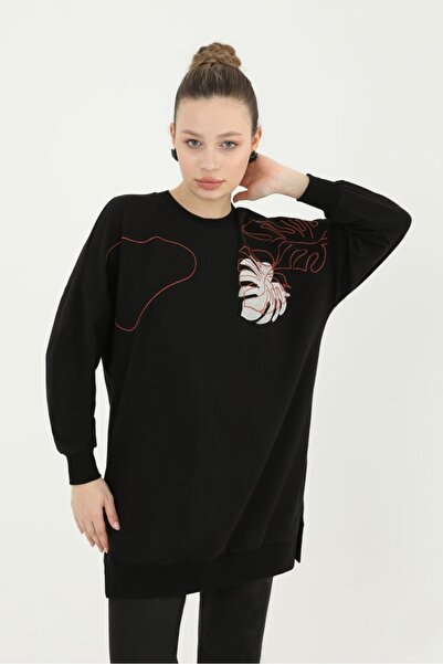 Puane İşleme Detaylı Sweat Tunik