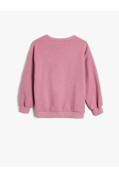 Koton Long Sleeve Butterfly Printed Raised Sweatshirt - Crew Neck