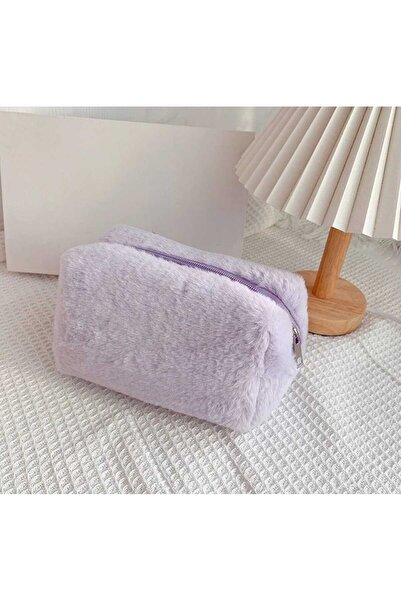milio Mor Renk Peluş Makyaj Çantası