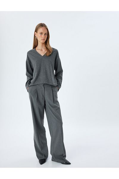 Koton V-Neck Long Sleeve Sweatshirt