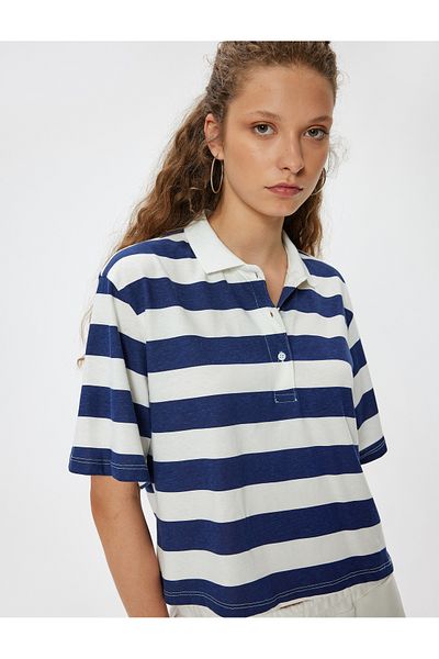 Koton Tricou cu mânecă scurtă cu guler polo cu culoare blocată