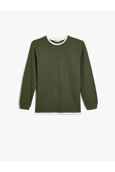 Koton Crew Neck Long Sleeve Textured Sweatshirt