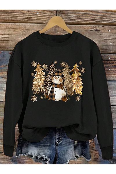 Pink Sky Unisex Oversize Sweatshirt - Christmas Snowman Printed Hoodie