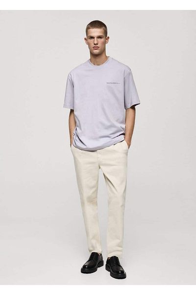 MANGO Man T-shirt μήνυμα από 100% βαμβάκι