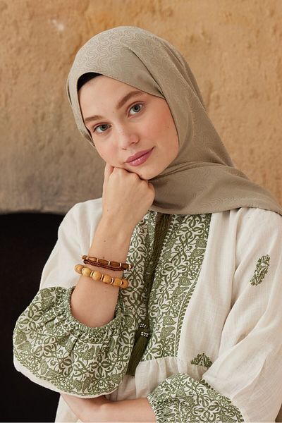 Modakaşmir Σάλι με μοτίβο ροής σειράς Silky Jacquard