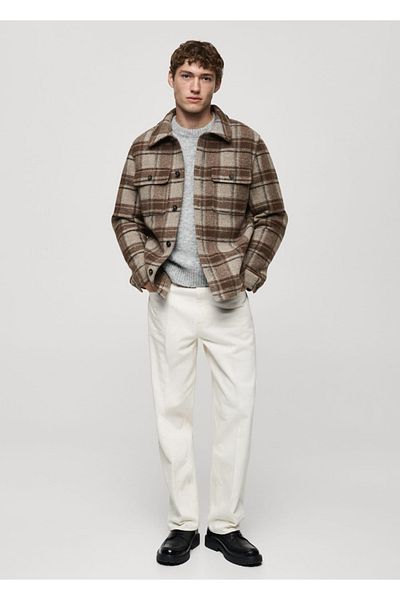MANGO Man Checkered Flannel Shirt Jacket