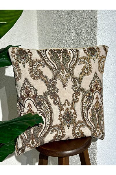 Decamor home نسيج بيج - غطاء وسادة رمي بتفاصيل ذهبية نمط 6