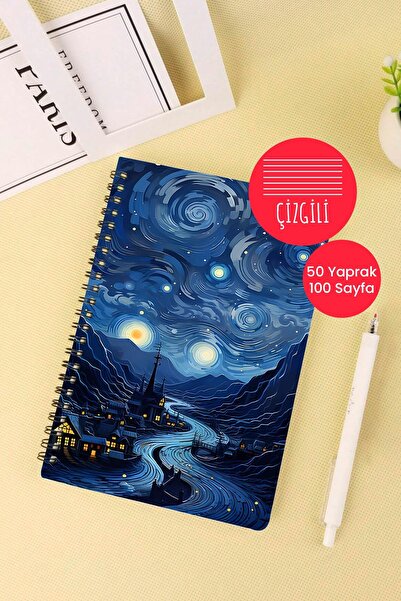 Anime Marketi دفتر مدرسي ذو موضوع فني مقاس A5 مكون من 50 ورقة و100 صفحة - مسطر