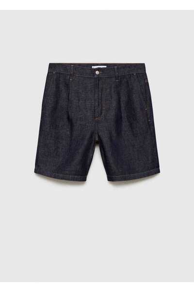MANGO Man %100 pamuklu denim görünümlü bermuda şort