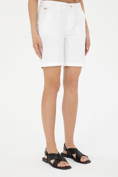 U.S. Polo Assn. Pantaloni scurți țesuți de damă albi 50281722-VR013