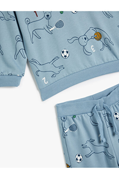 Koton Set hanorac cu mânecă lungă din bumbac și pantaloni de trening cu imprimeu pentru câini