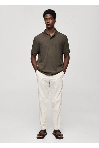 MANGO Man Rib Cotton Polo Shirt