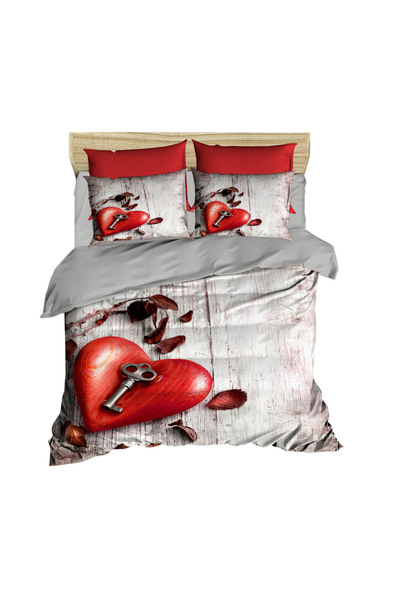 Fabeteks 3D Double Duvet Cover Set with Heart and Key Image