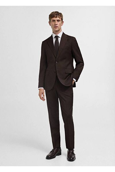 MANGO Man Spodnie Slim Fit wykonane w 100% z nieprzetworzonej wełny