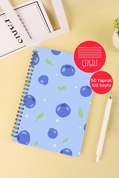 Anime Marketi دفتر مدرسي على شكل حلزوني مقاس A5 بتصميم الفاكهة 50 ورقة و100 صفحة - مسطر