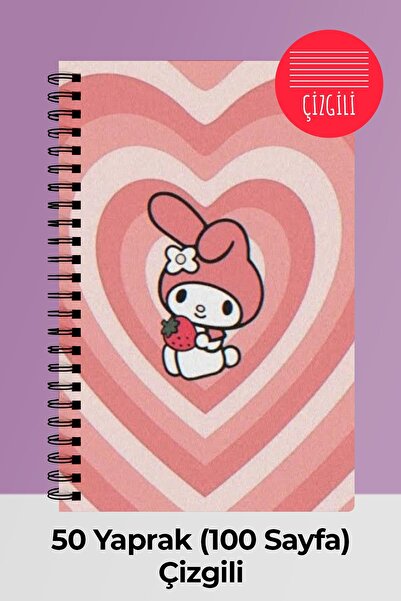 Anime Marketi Kuromi Temalı 4'lü A5 Spiralli Okul Defter Seti 50 Yaprak 100 Sayfa - Çizgili