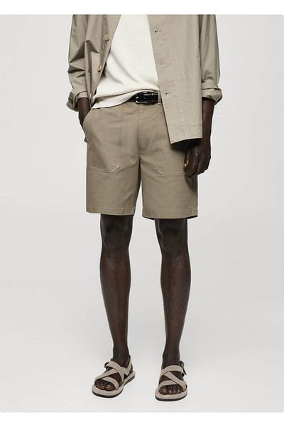 MANGO Man 100% Houndstooth Patterned Cotton Bermuda Shorts
