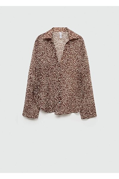 MANGO Woman Tekutá košile s leopardím vzorem