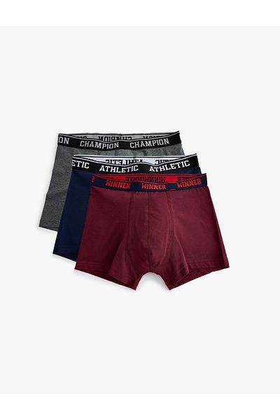Koton 3-piece Cotton Boxer Set - with Slogan Print and Waist Detail
