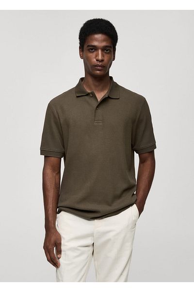 MANGO Man Rib Cotton Polo Shirt
