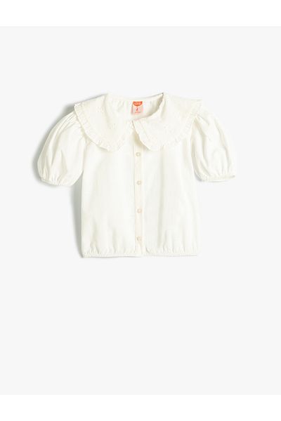 Koton Πουκάμισο Crop Cotton Wide Baby Collar - Balloon Sleeves