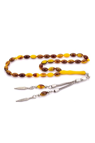 TESBİHKENTİ نموذج رقيق أنيق أصفر بني اللون مسحوق العنبر مسبحة الصلاة